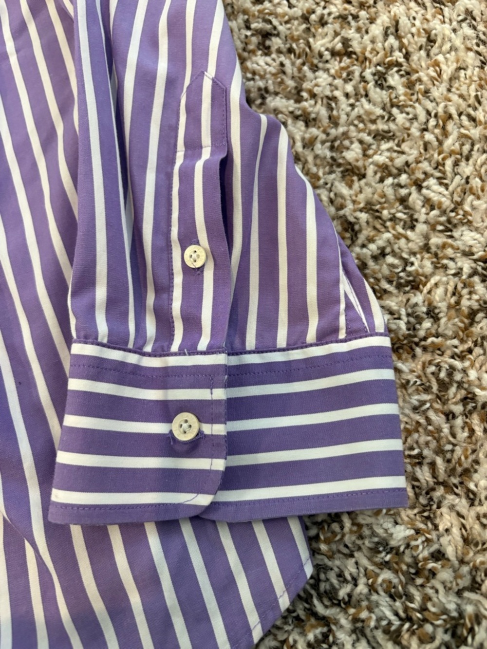 Ralph Lauren Purple and White Striped Dress Shirt 3xl - Picture 6 of 10